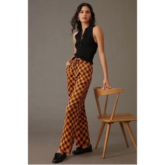 Scotch & Soda Mid Rise Plaid Satin Buffalo Plaid Trousers X-Small Fall Halloween - Picture 1 of 9